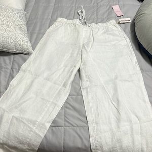 white linen pants
